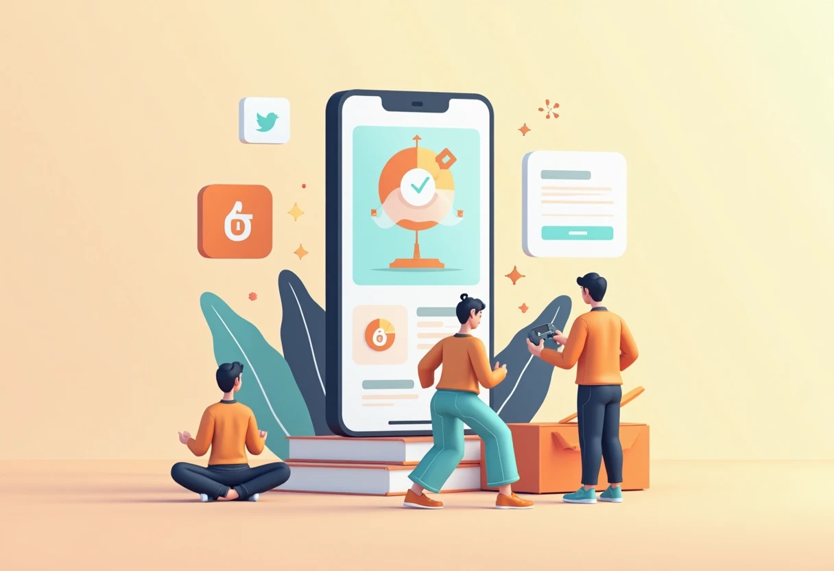 Illustratie van fitness-app concepten