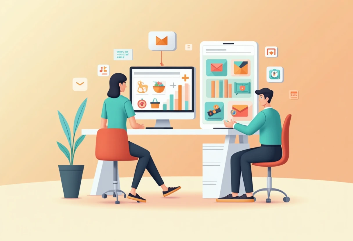 Illustration af shopping-app ikoner