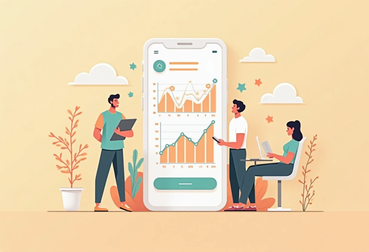 Interfaz de app de presupuesto con gráficos