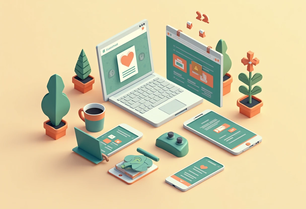 Mesa de trabajo con dispositivos móviles