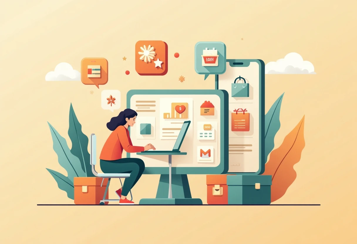 App di shopping su sfondo astratto