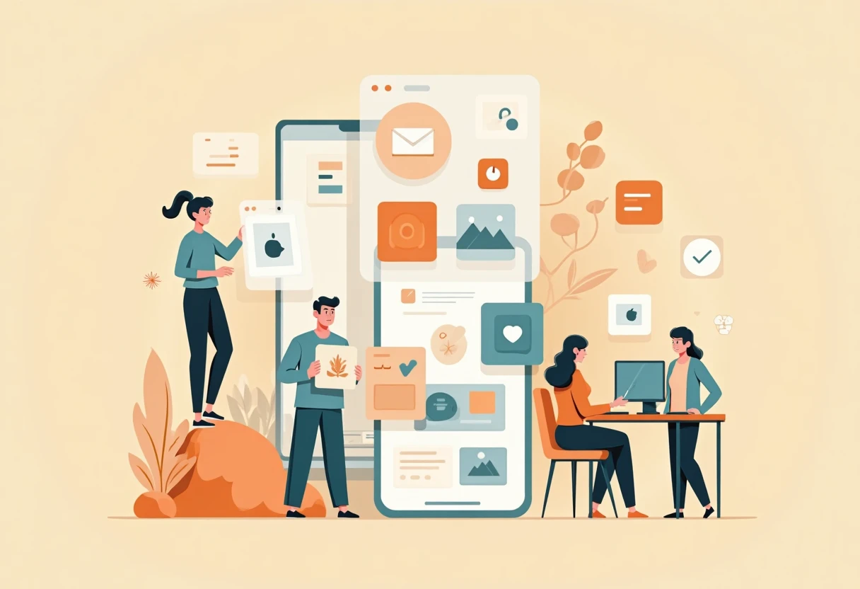 Illustration vectorielle d'applications de productivité