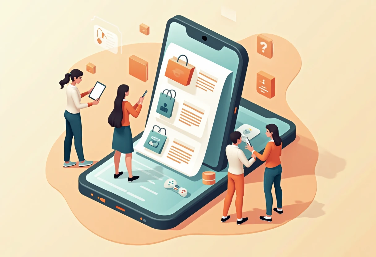 Personnes utilisant des applications de shopping
