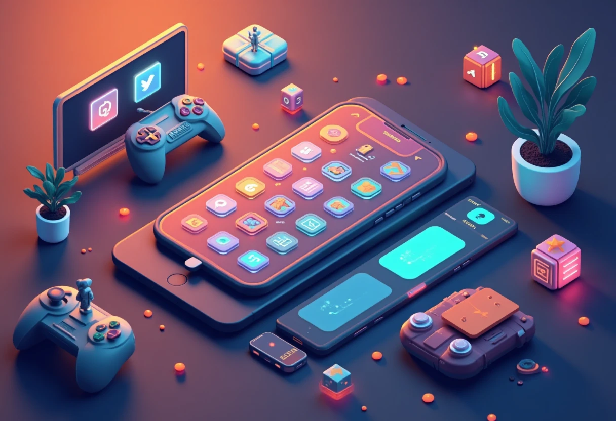 Mobile gaming tiles in space