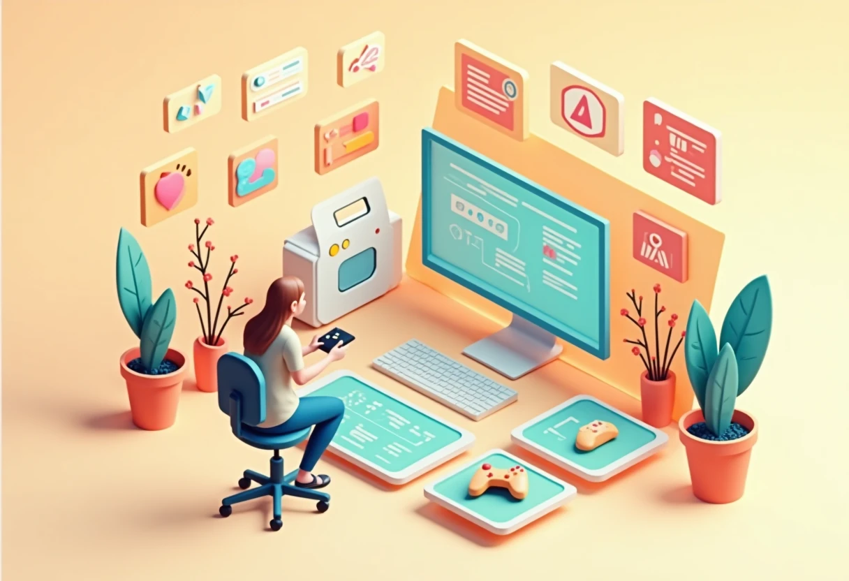 Abstract gaming icons illustration
