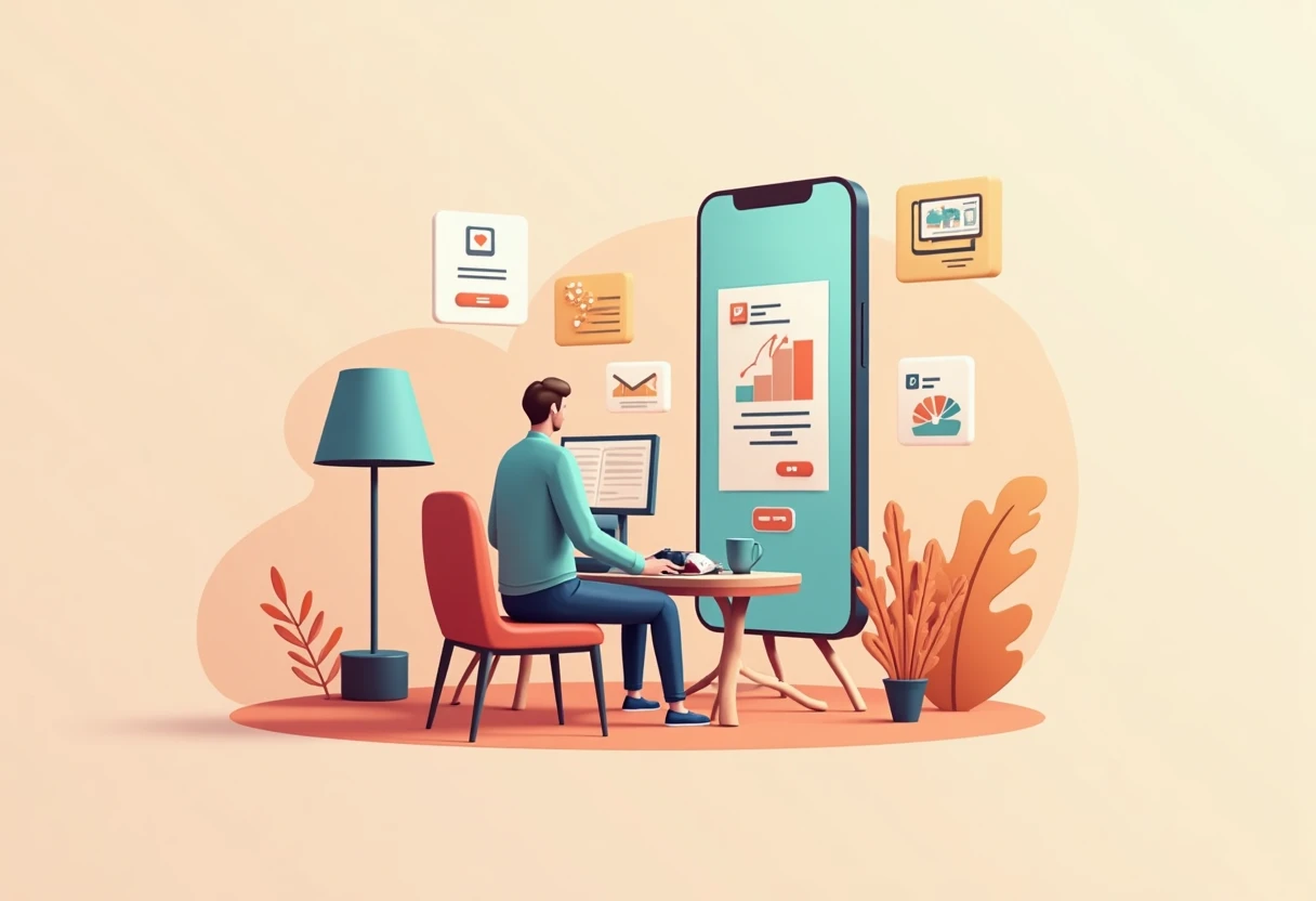 Abstraktní ilustrace aplikací pro nakupování