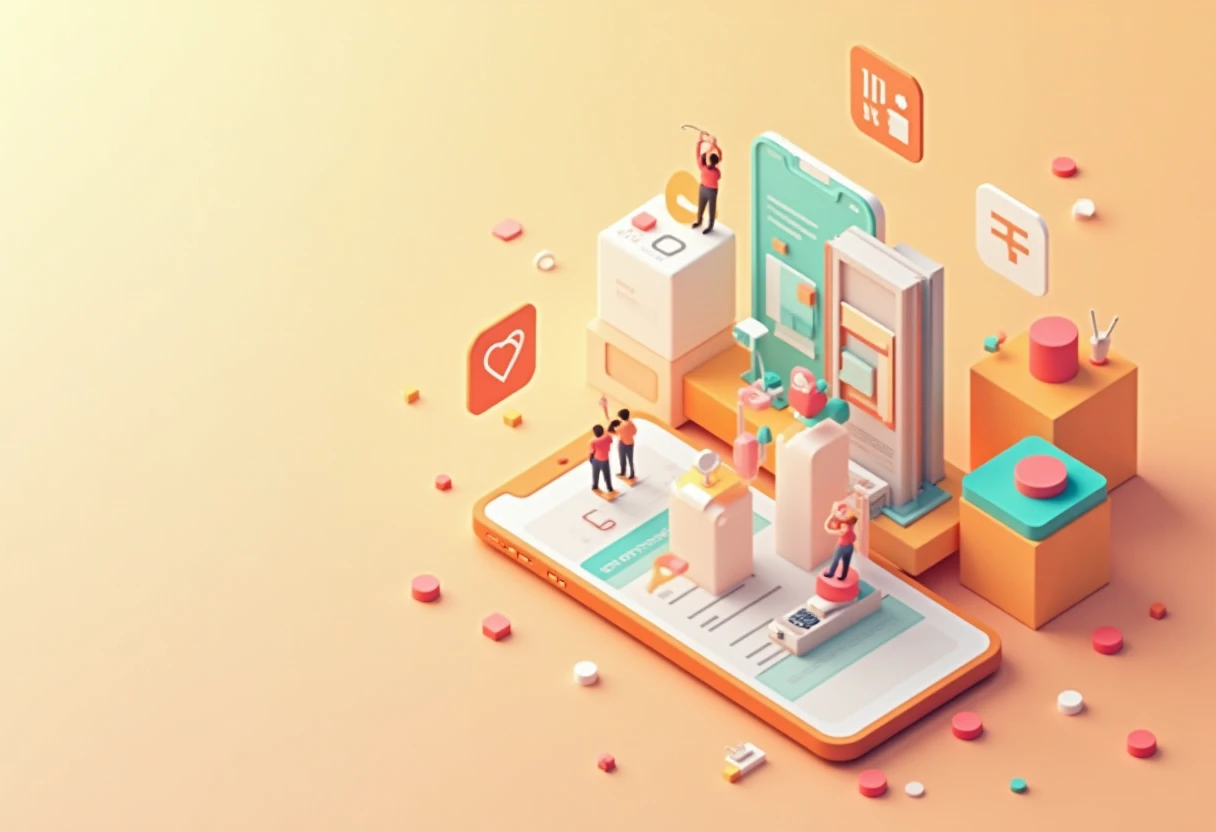 Abstract shopping app representation