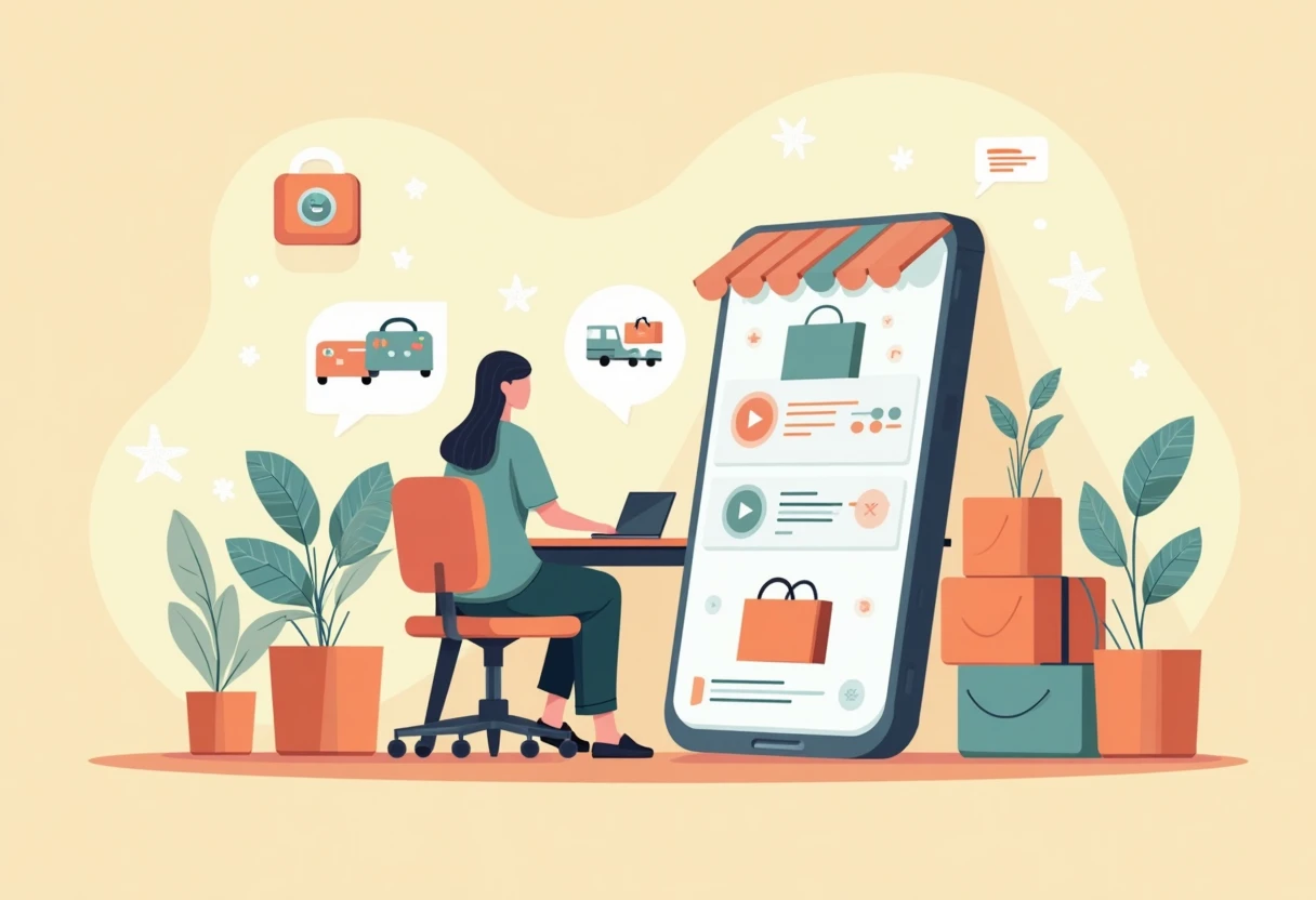 Illustrazione di app di shopping