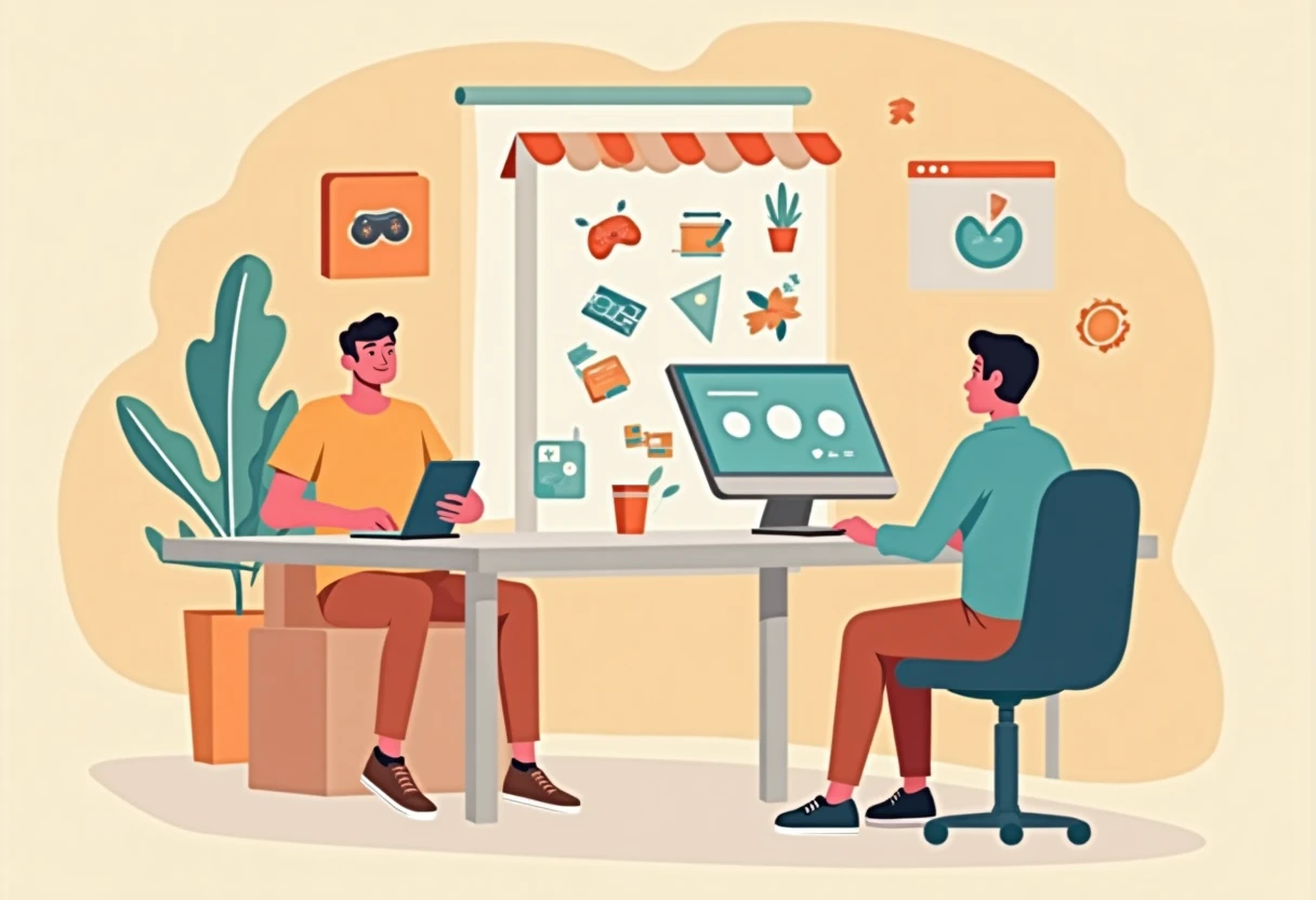 Mobile gaming abstract illustration