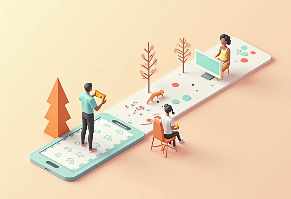 Abstract illustration of app features