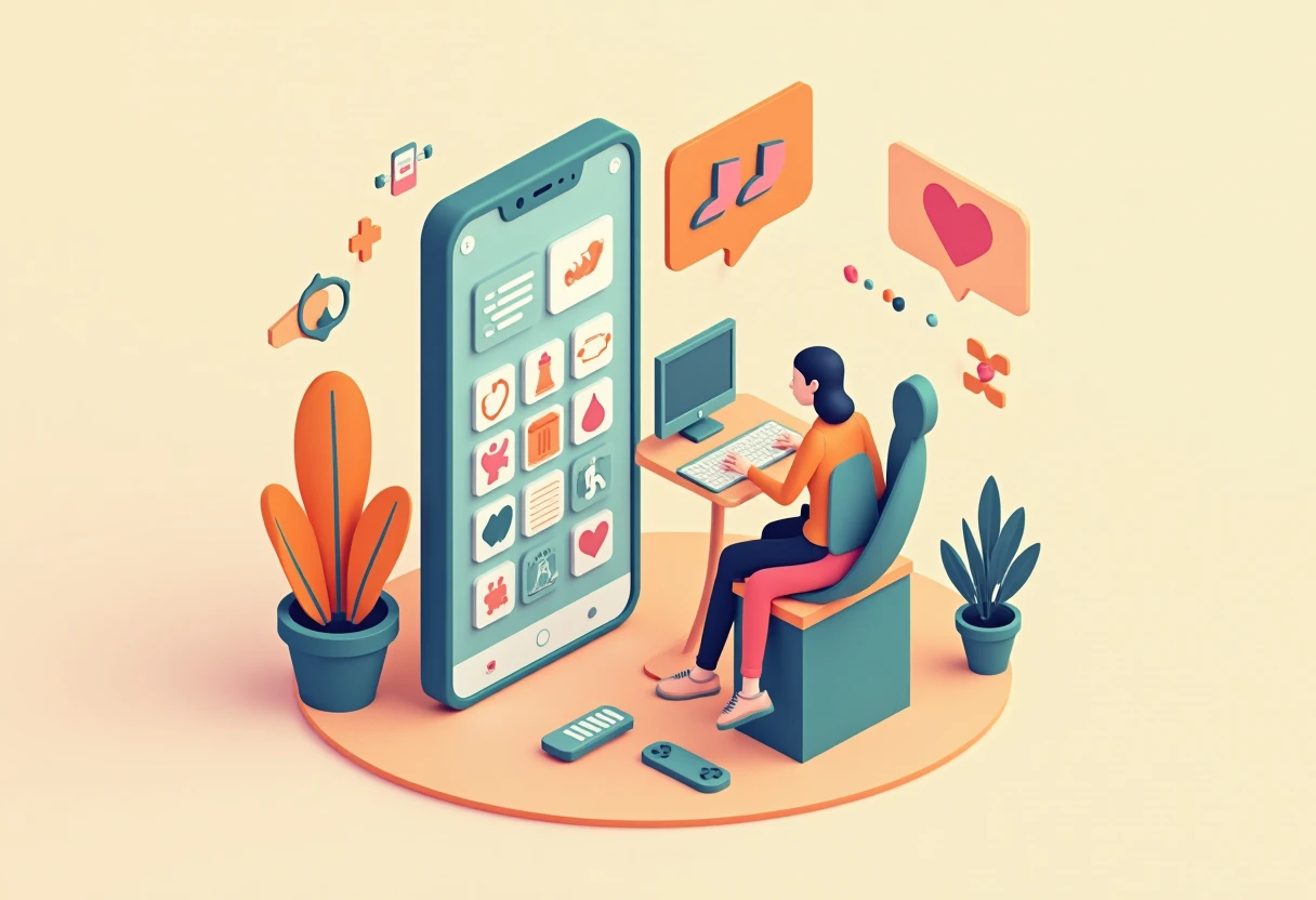 Fitness app icons illustration