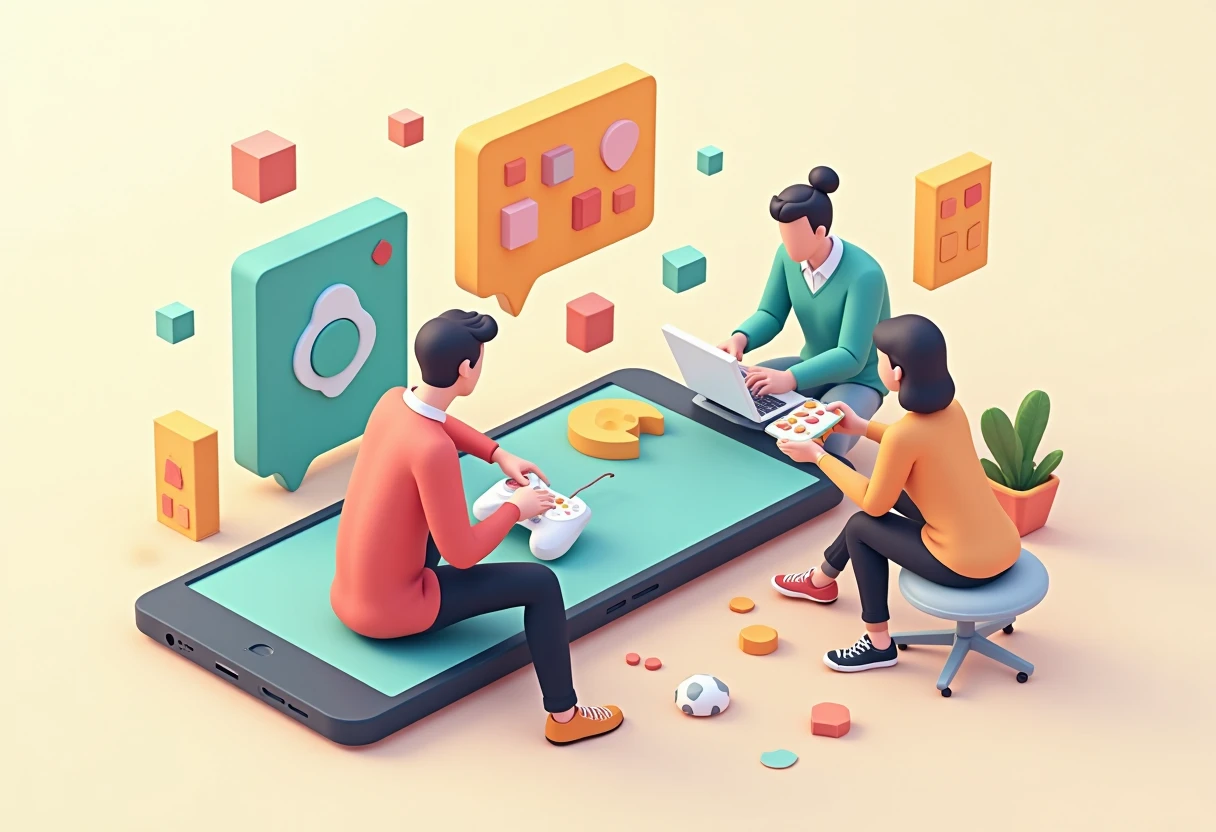 Abstract mobile gaming illustration