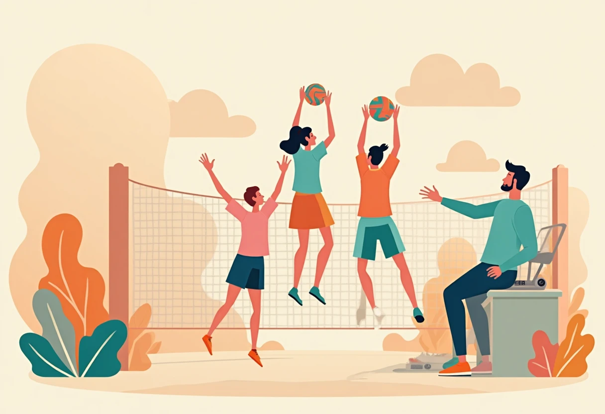 Volleyball players in action