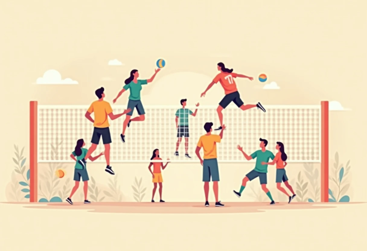 Competitive volleyball action